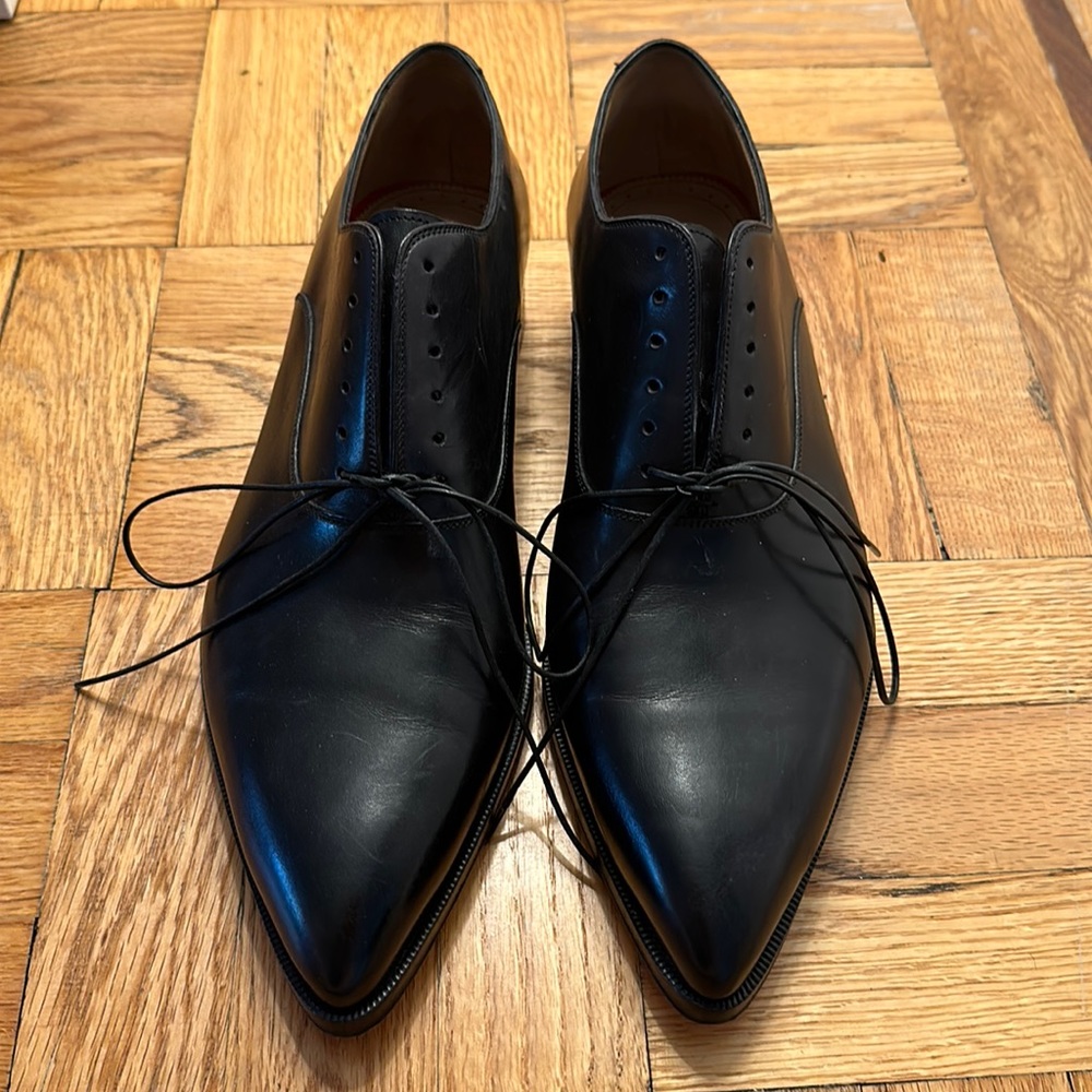 Christian Louboutin Black Oxford Lace Up Dress Shoes size 44 EUC